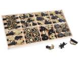 48 clothes pegs display in colored wood and golden glitter