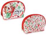 Fabric pouch with zip and lucky charm print