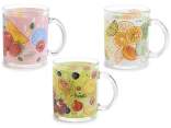 Mug en verre de 340 ml avec anse à imprimé fruit