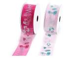 Organza ribbon with glitter writing 