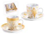 Pack of 2 coffee cups and saucer in porcelain with golden de