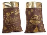 Sac cadeau de Noël en tissu et bordure dorée brillante