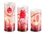 Set of 3 glass cylinder lamps decorated with LED lights