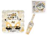 Set of plate and glass cake server 'Babbo Gang' in gift box