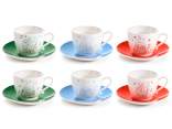 Tasse à café et soucoupe en céramique colorée 