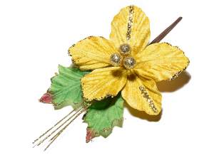 wholesale poinsettia christmas glitter gold