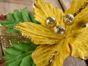 wholesale poinsettia christmas glitter gold