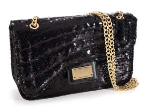 Wholesalers sequin bags shoulder strap golden chai