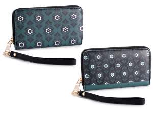 Cartera de mujer de piel sintética con cremallera y correa p