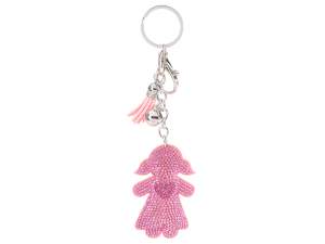 Wholesale keychain girl pink glitter rhinestones