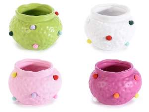 Wholesaler ceramic vase pompom ashtray