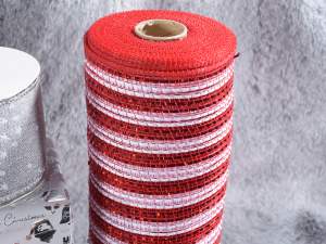 Wholesale net ribbon white red lurex
