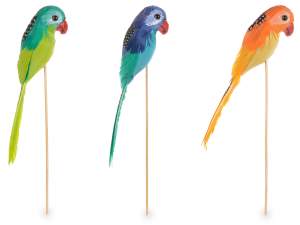 wholesale decorative wooden stick parrots