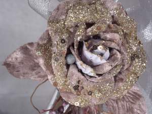 Wholesale artificial roses fabric glitter berries