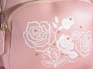 Wholesale women's leatherette backpack with roses