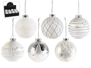 Silver glitter Christmas baubles wholesaler
