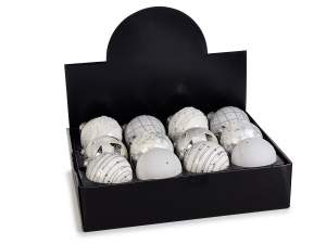 Silver glitter Christmas baubles wholesaler