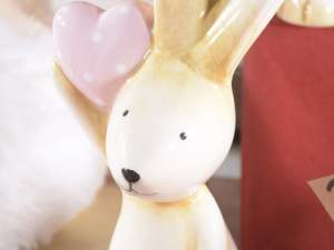 wholesale ceramic rabbit heart polka dot