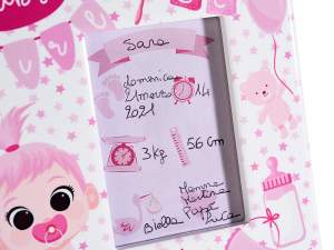 Pink baby girl birth photo frame wholesale