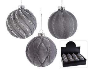 Quilted velvet Christmas bauble wholesaler