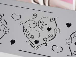 Heart perforated wooden tea box wholesaler