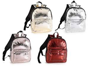 Hammered effect leatherette backpacks wholesaler