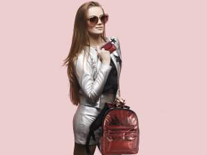 Hammered effect leatherette backpacks wholesaler