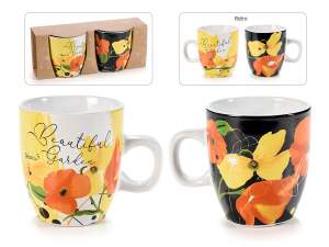 Flower design ceramic cups wholesaler