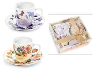 Wholesale floral coffee cups with gold decorations