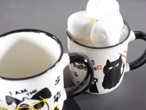 Wholesalers porcelain mugs cat and dog decorations