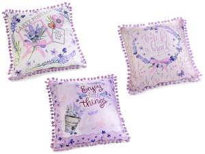 wholesale lavender pompom pillow