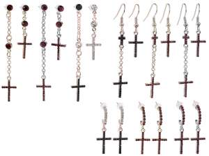 wholesale test tube rhinestone cross earrings