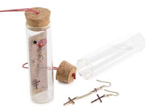 wholesale test tube rhinestone cross earrings