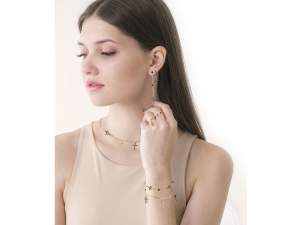 Vente en gros boucles d'oreilles croix strass tube