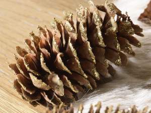 Wholesale decorative pinecone gold glitter