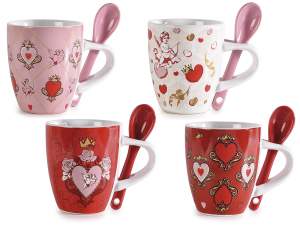 coffee cups spoon cupid hearts