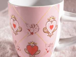 coffee cups spoon cupid hearts