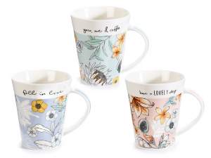 Wholesaler mugs porcelain flower decoration