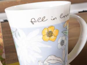 Wholesaler mugs porcelain flower decoration