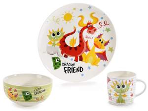 wholesale baby dinosaurs cup bowl plate set