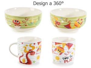wholesale baby dinosaurs cup bowl plate set