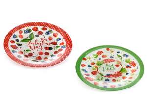 Wholesale red fruits round glass plate