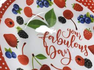 Wholesale red fruits round glass plate