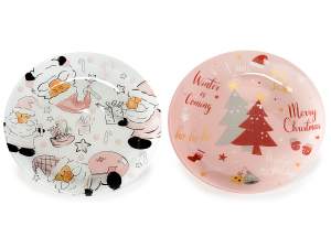 Pink glass christmas plates wholesaler