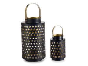 Wholesale black metal lanterns with star holes