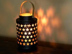 Wholesale black metal lanterns with star holes