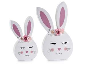 wholesale wooden rabbits with flower crown