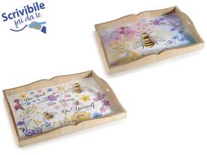 wholesale wooden tray bees honey flowers