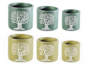 Wholesale concrete vases with tree of life decorat