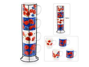 Wholesale poppy design porcelain mugs